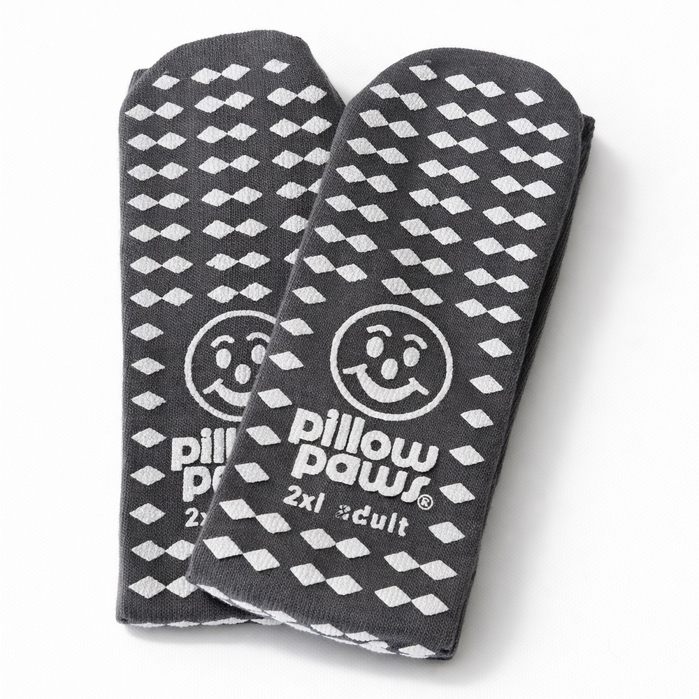 Pillow Paws 2XL Adult Non Slip Slipper Socks Gray XXL Hospital Grip Socks NWOT